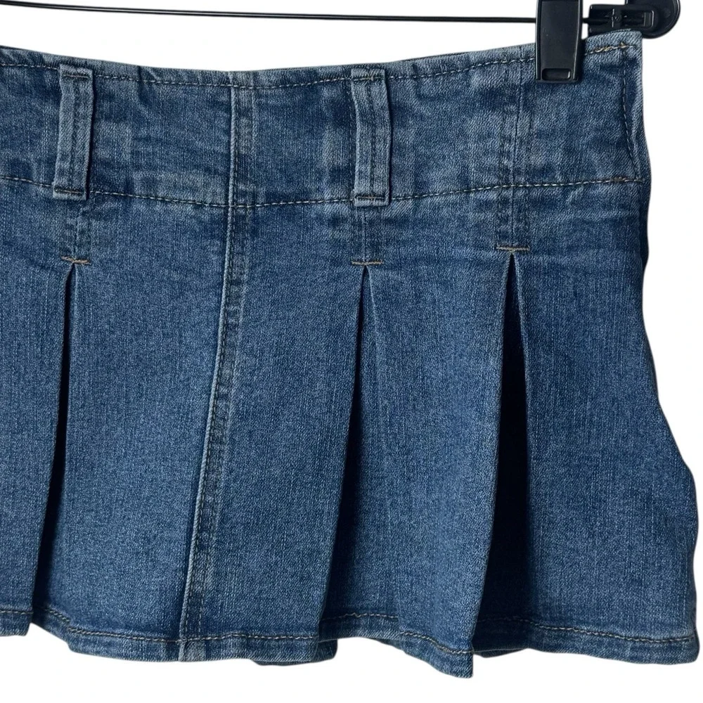 Y2K Almost Famous‎ Micro Mini Denim Pleated Skort Low Rise Grunge Skater S